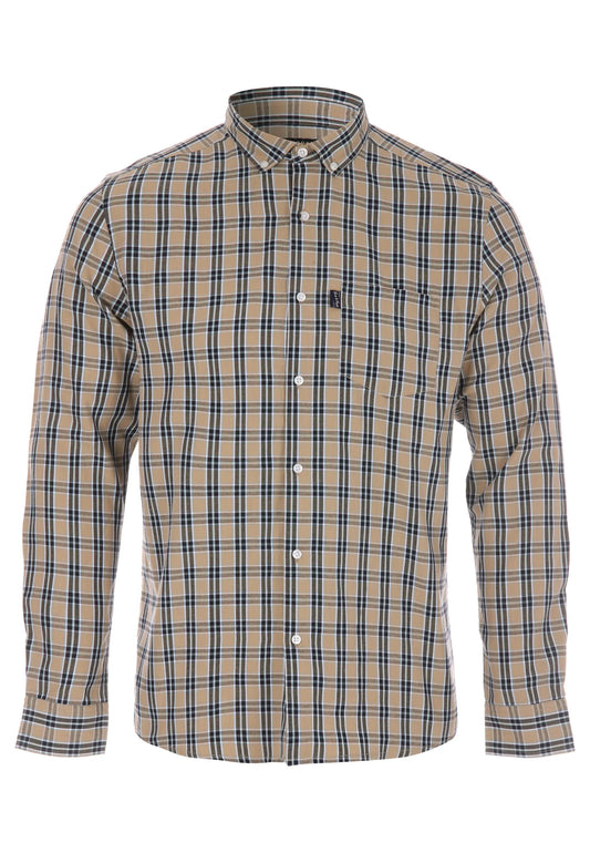Mens Stone Check Long Sleeve Shirt