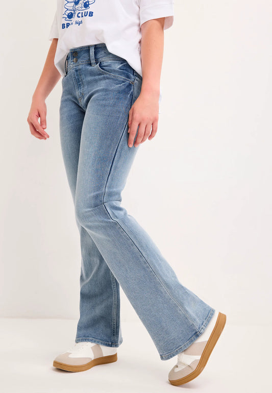 Older Girls Blue Double Button Bootcut Jeans