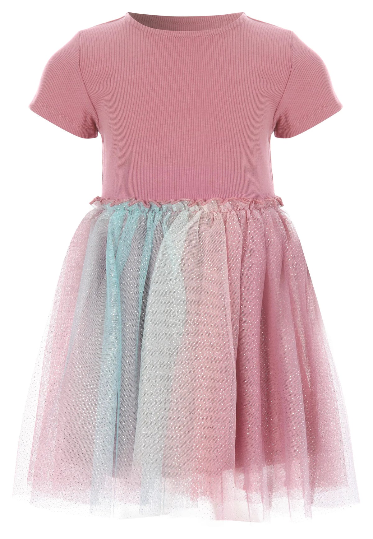 Younger Girls Pink Sparkle Mesh Skirt Dress