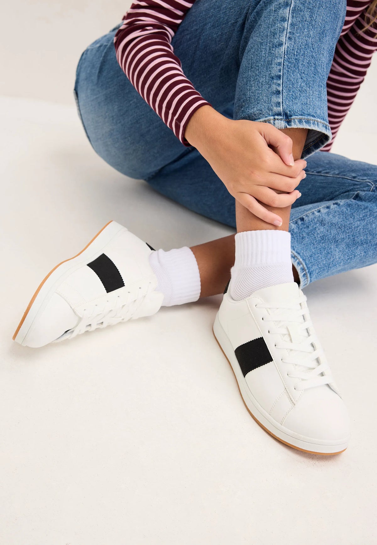Womens White Side Stripe Trainers