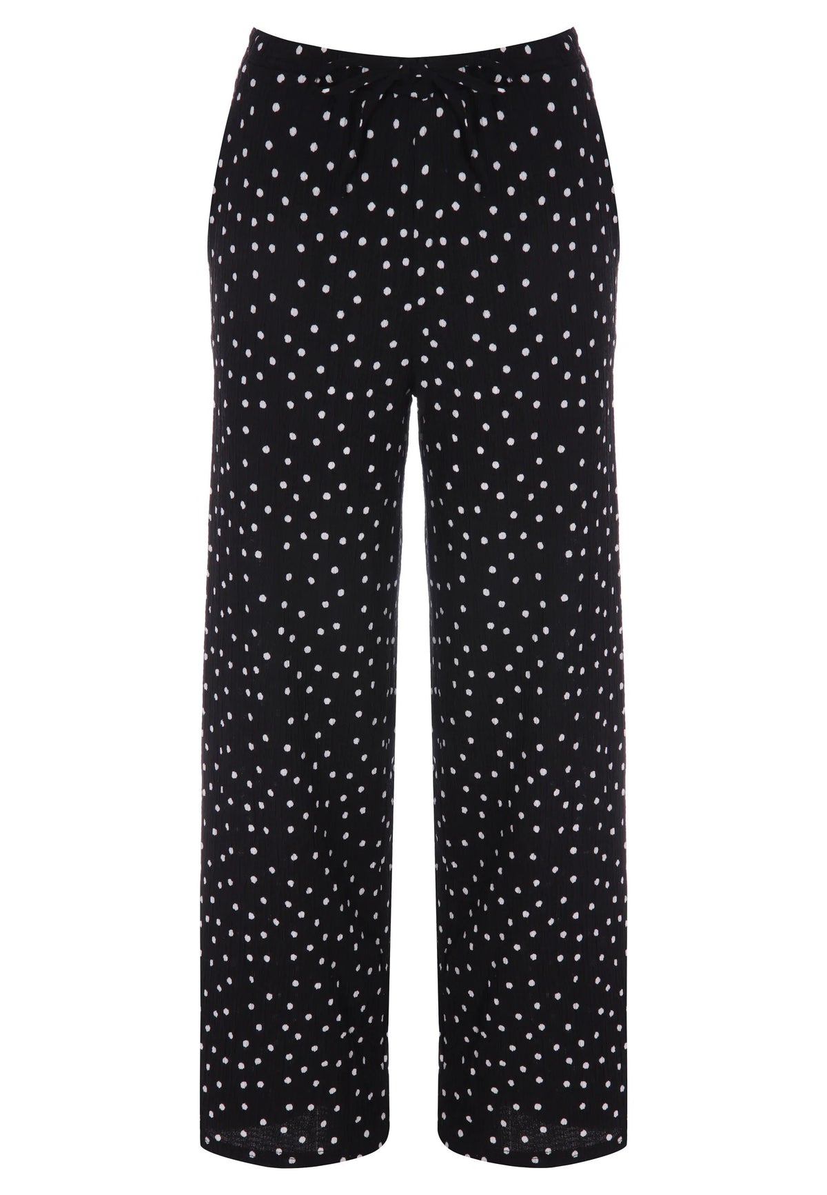 Womens Black Polka Dot Wide Leg Trouser