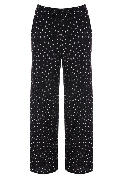 Womens Black Polka Dot Wide Leg Trouser