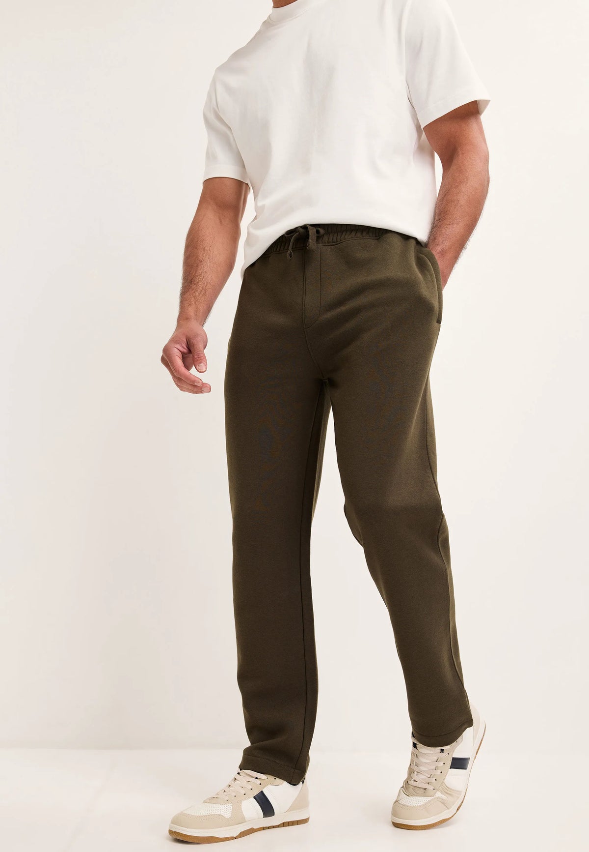 Mens Khaki Straight Fit Joggers