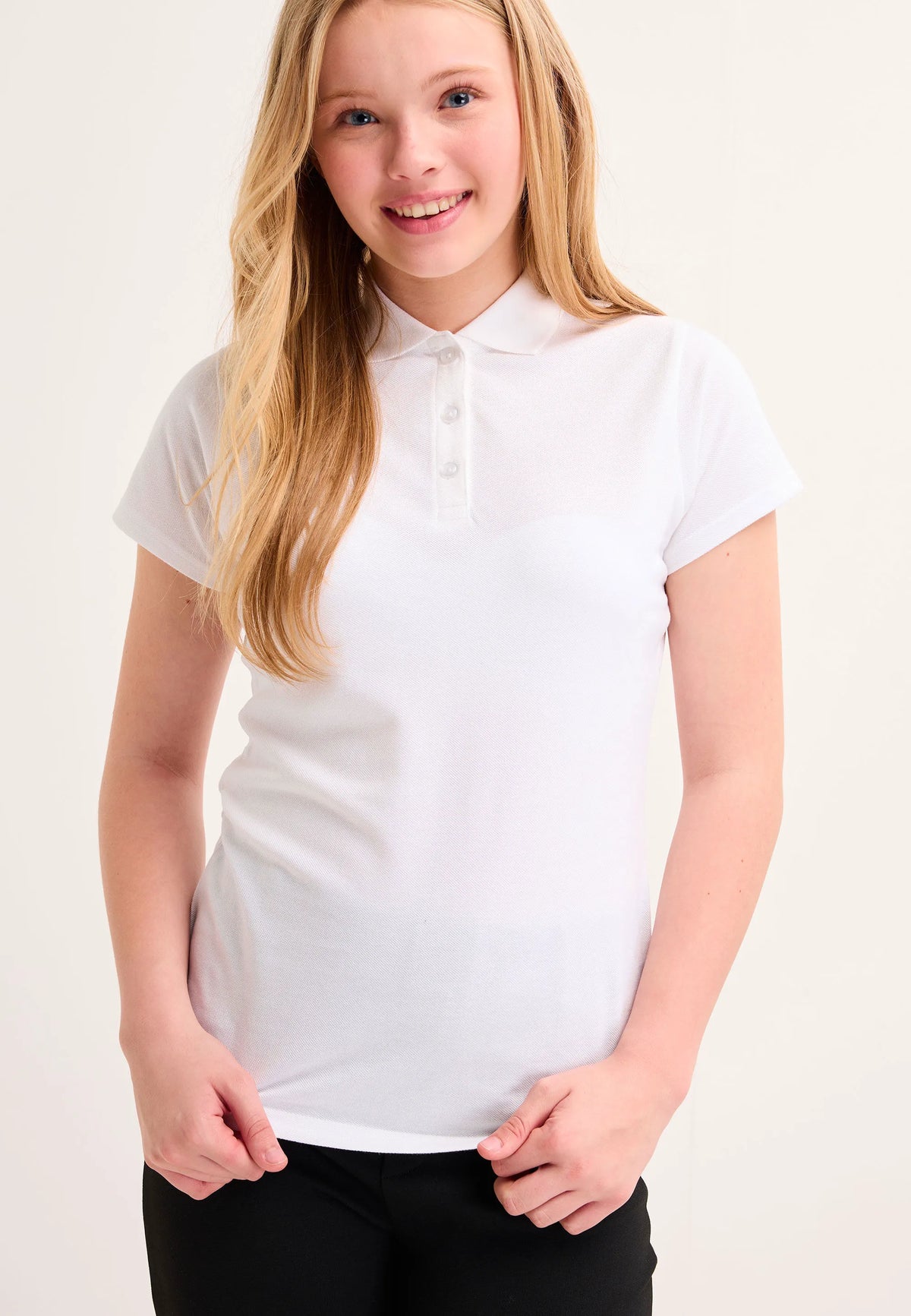 Girls 2 Pack White School Polo Shirts
