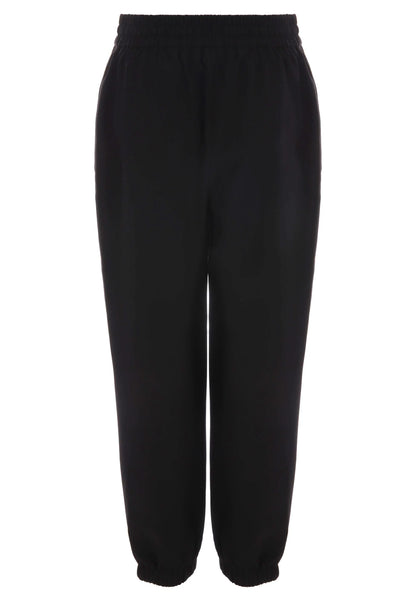 Womens Black Woven Cuffed Joggers