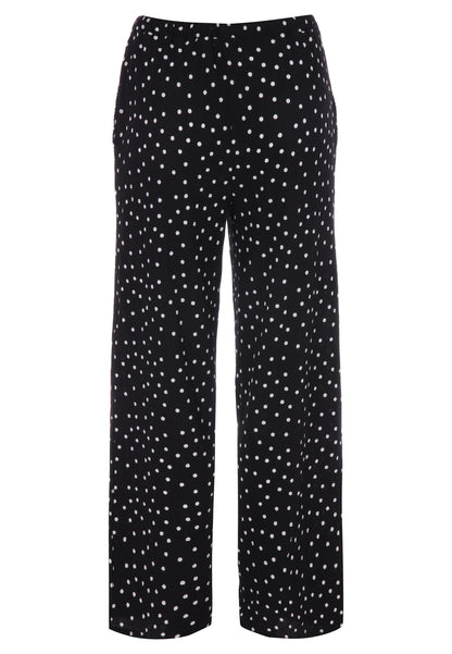 Womens Black Polka Dot Wide Leg Trouser