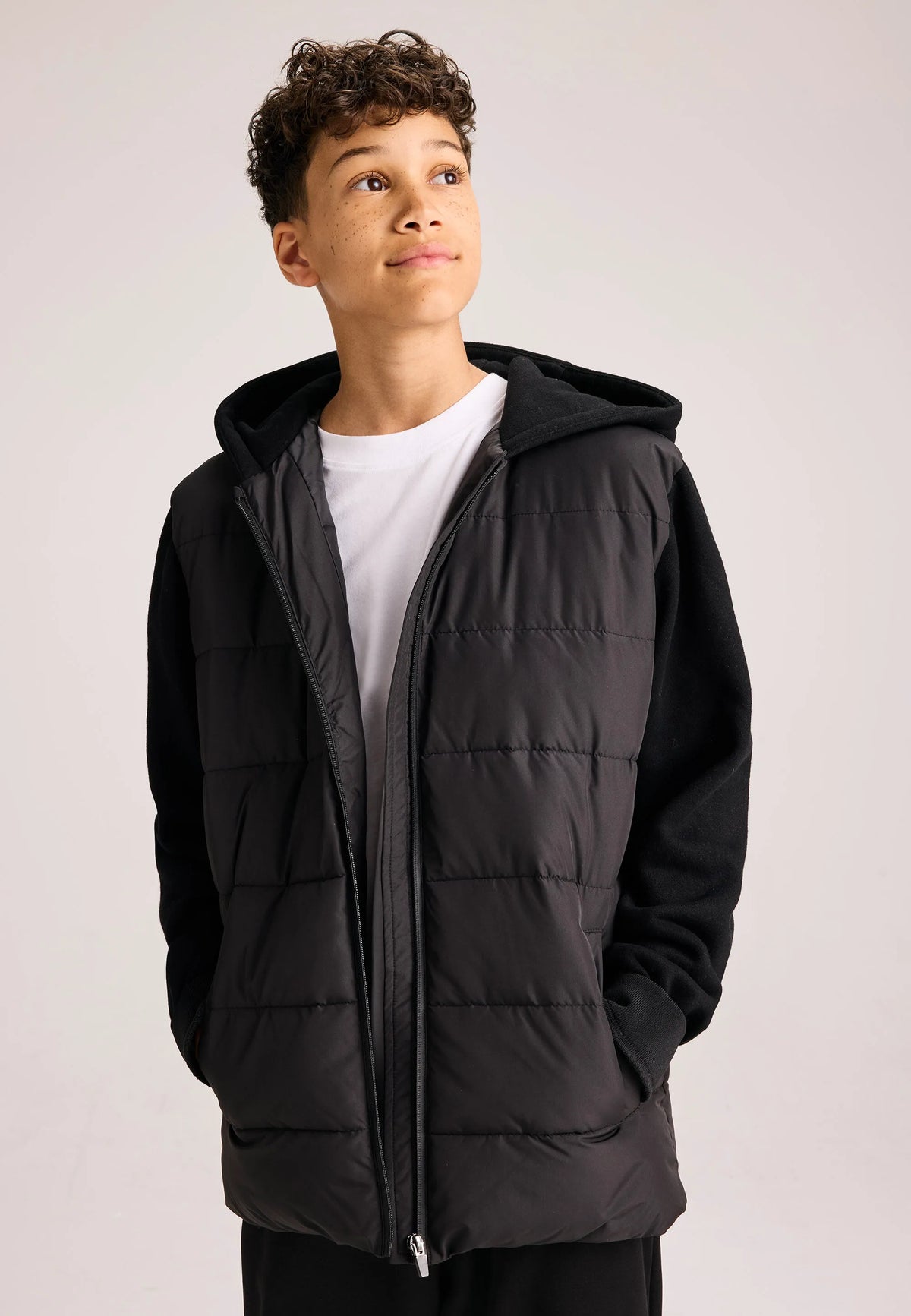 Older Boys Black Hybrid Padded Jacket