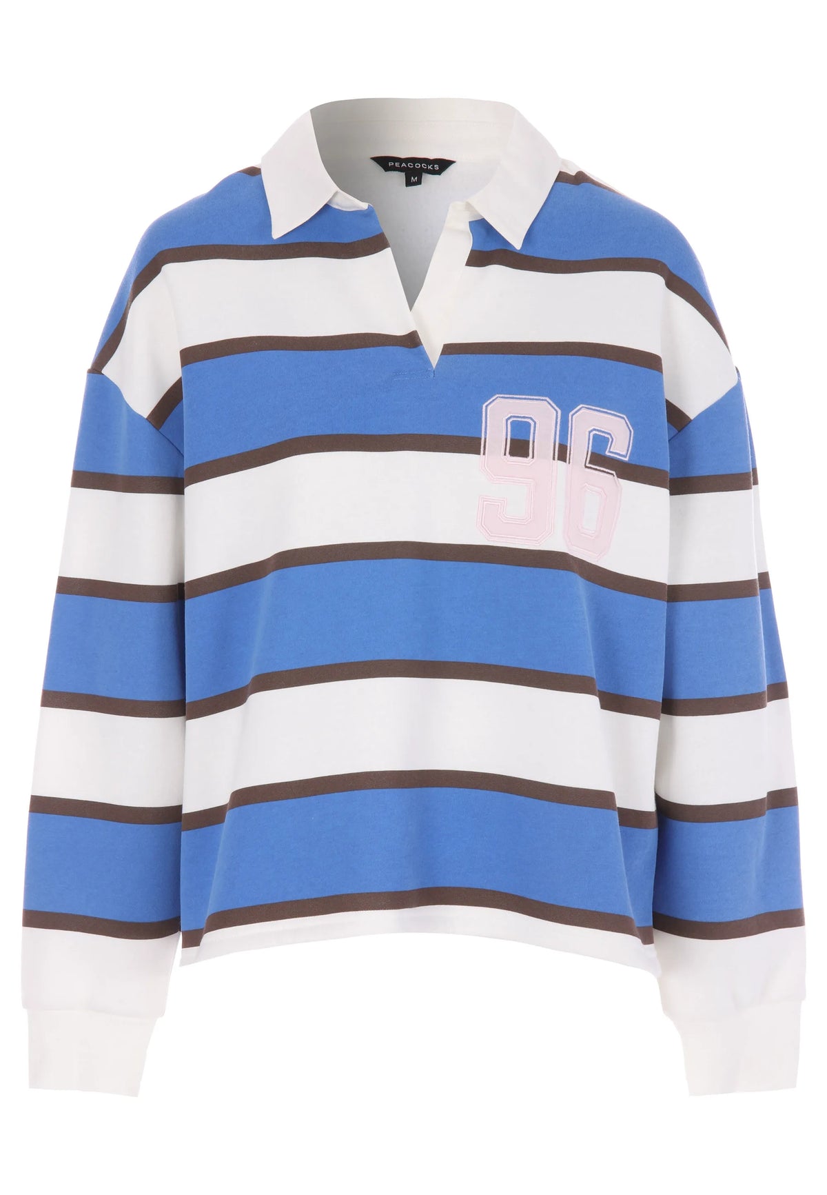 Womens Blue Stripe Collar Sweatshirt
