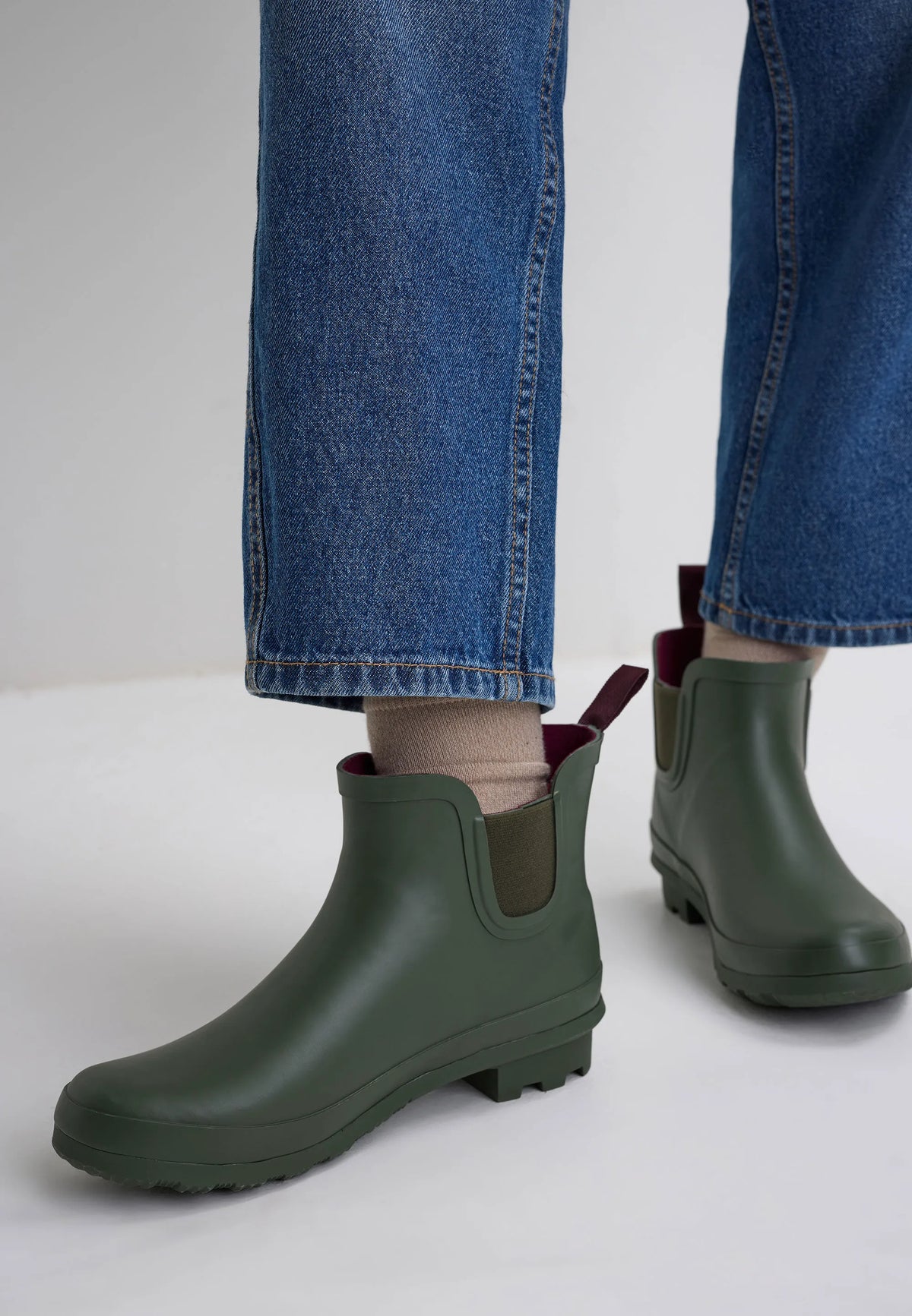 Womens Khaki Plain Short Wellie Boots