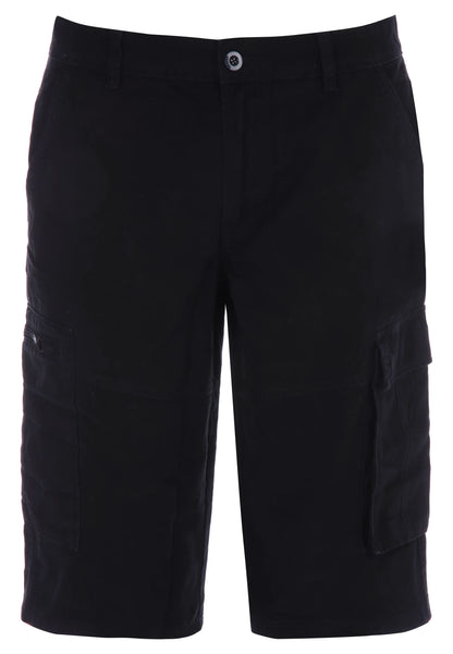 Mens Black Three Quarter Cargo Shorts