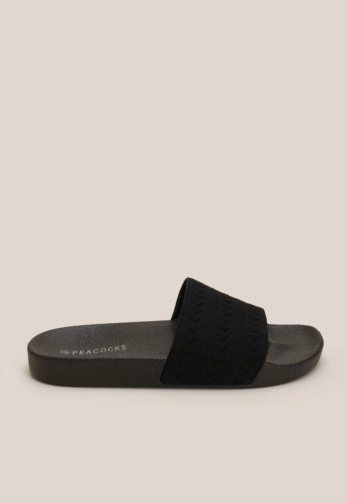 Womens Black Woven Slider Sandals