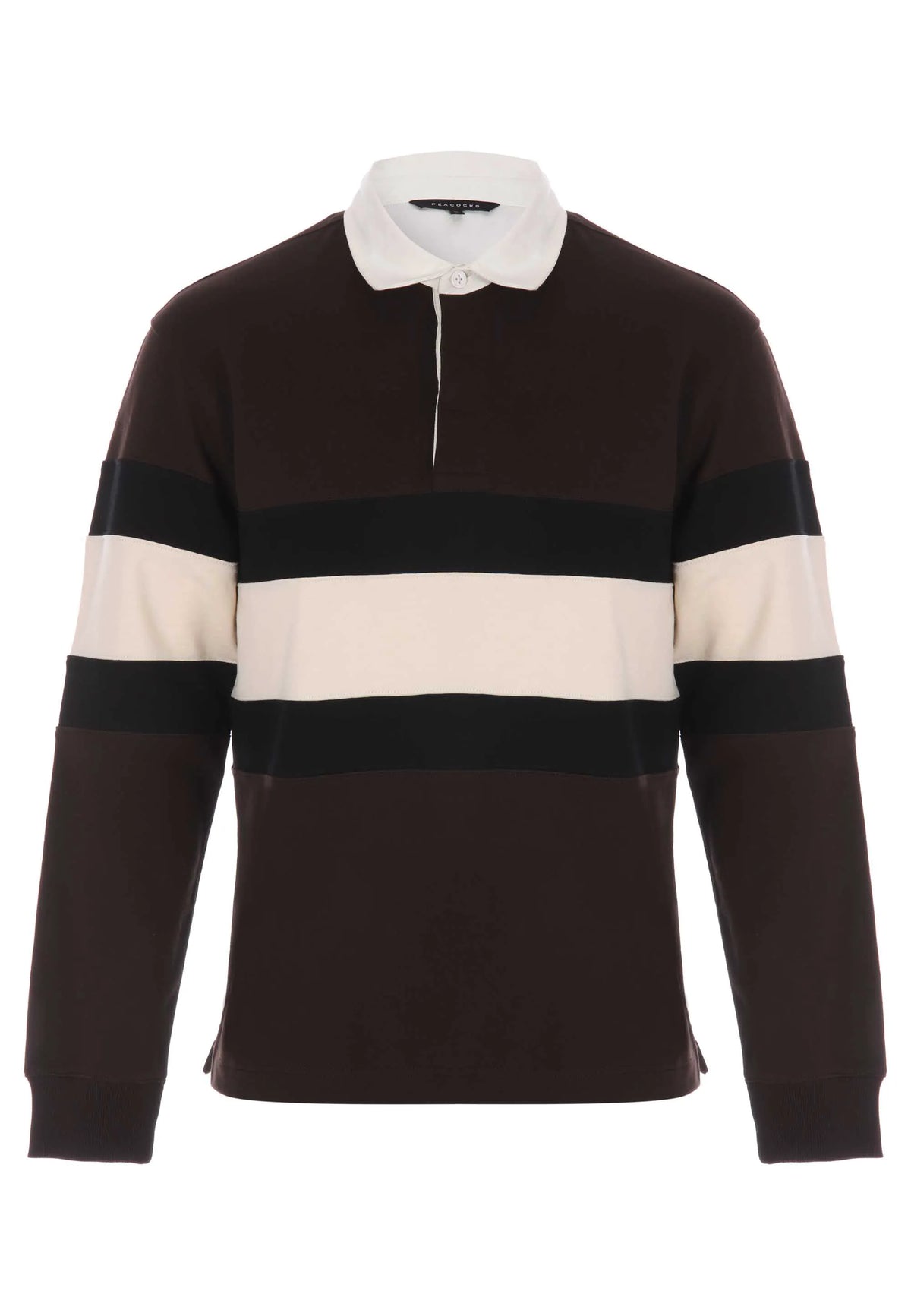 Mens Brown Stripe Rugby Sweatshirt