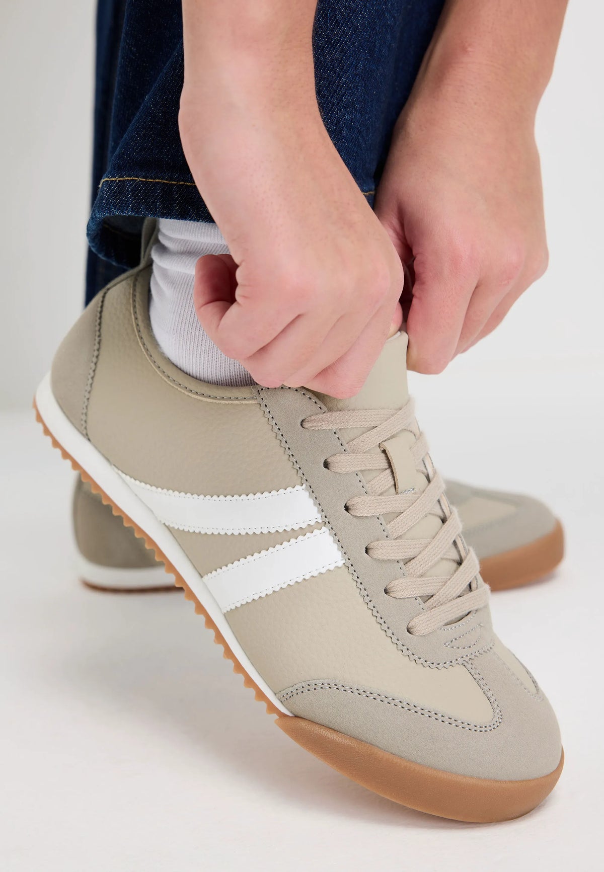 Womens Green Retro Stripe Trainers