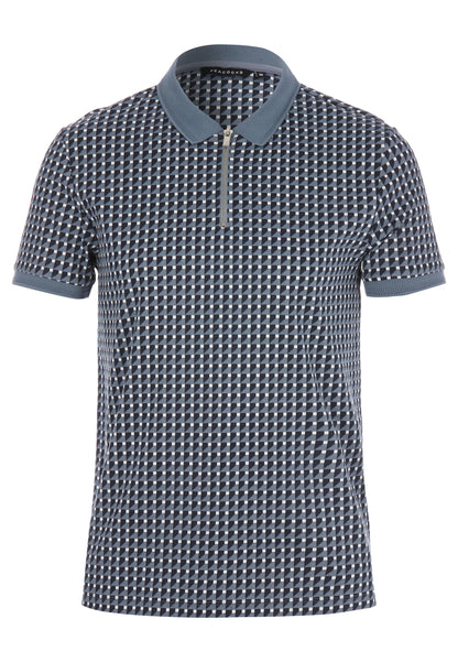 Mens Blue Geo Print Polo Shirt