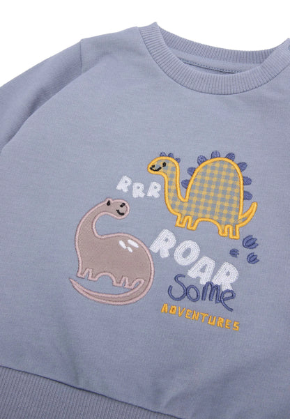 Baby Boys Blue Dinosaur Applique Sweatshirt & Joggers Set