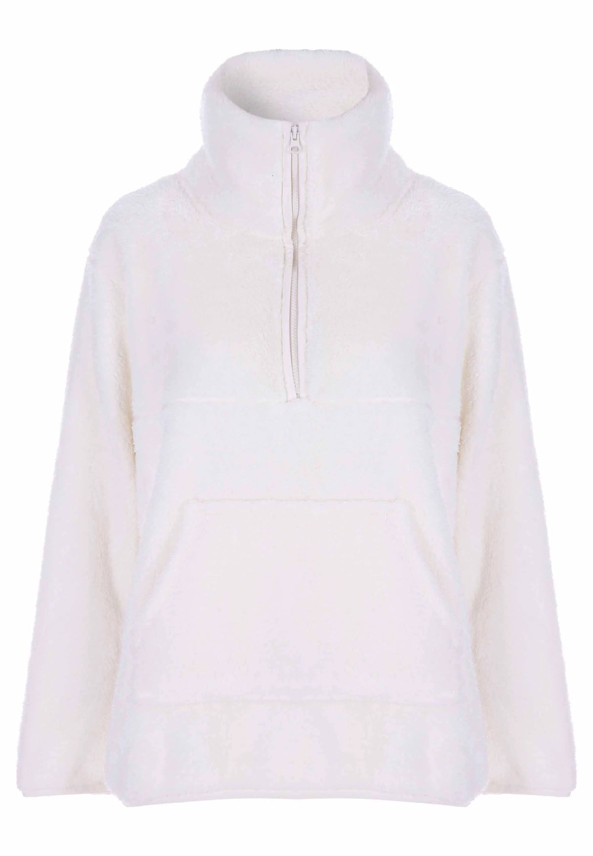 Womens Cream Cosy Zip Fleece Top