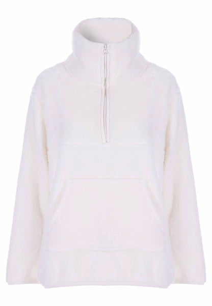 Womens Cream Cosy Zip Fleece Top