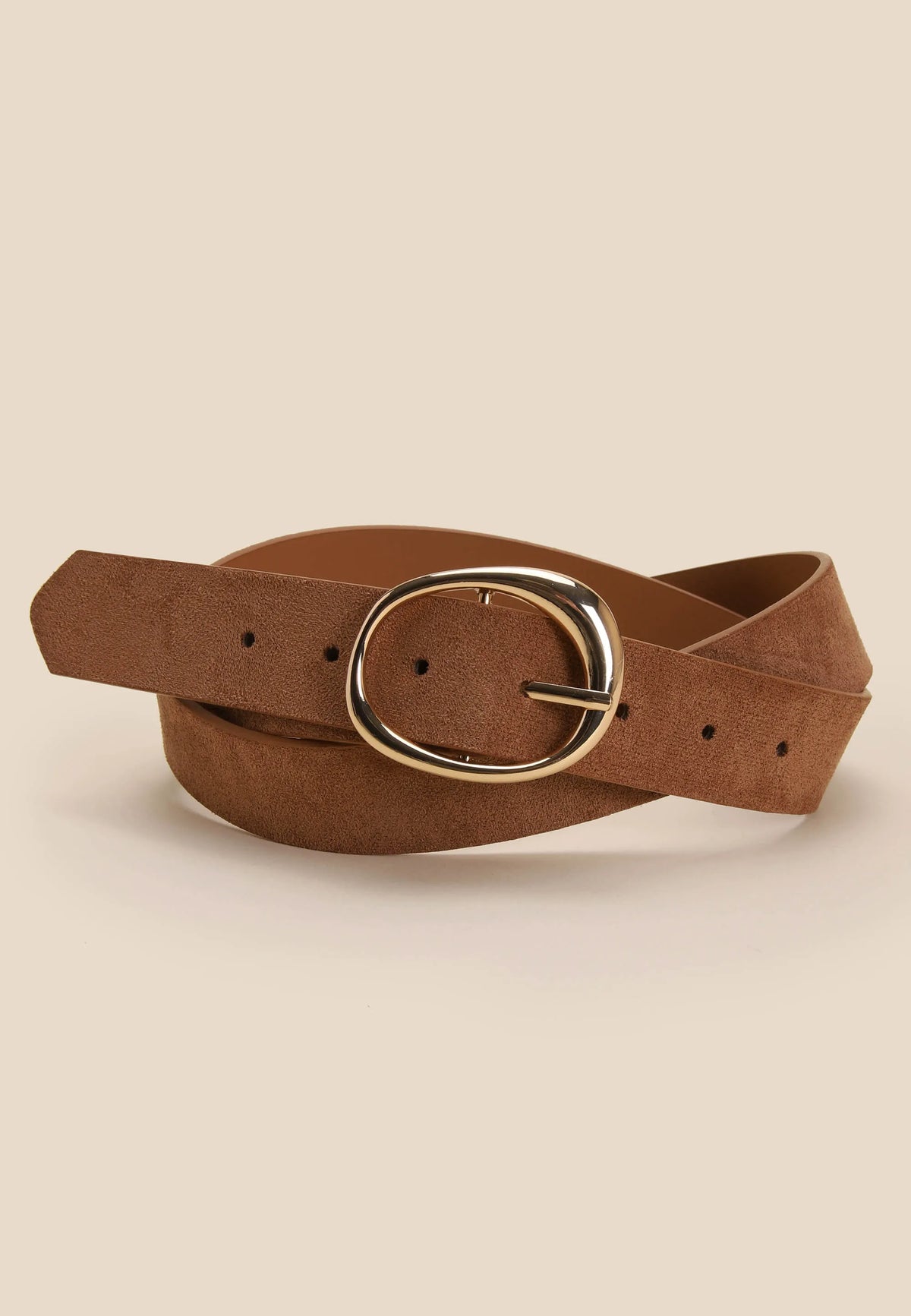 Womens Brown Faux Suede Jeans Belt