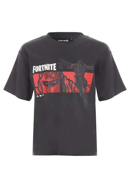 Older Boys Black Cotton Fortnite T-Shirt