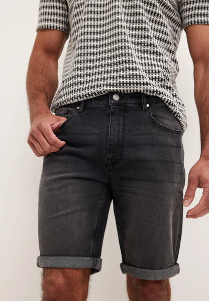 Mens Black Five Pocket Denim Shorts