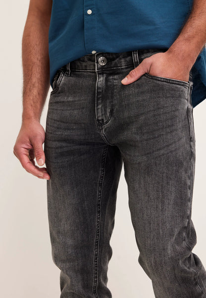 Mens Dark Grey Slim Stretch Jeans