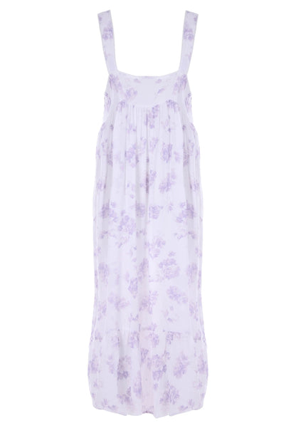 Womens Lilac Floral Pleated Chemise Nightdress