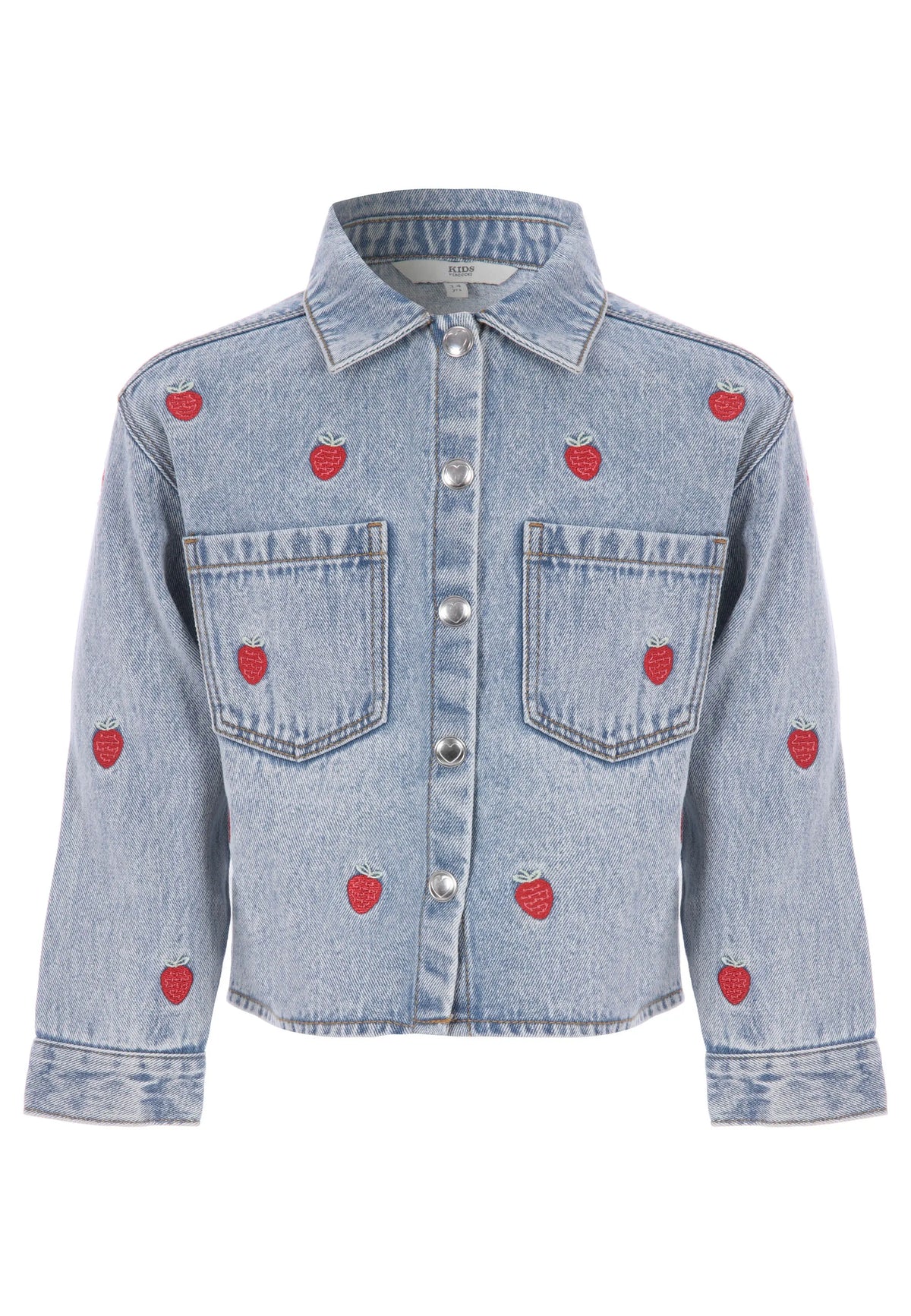 Younger Girls Blue Strawberry Denim Jacket