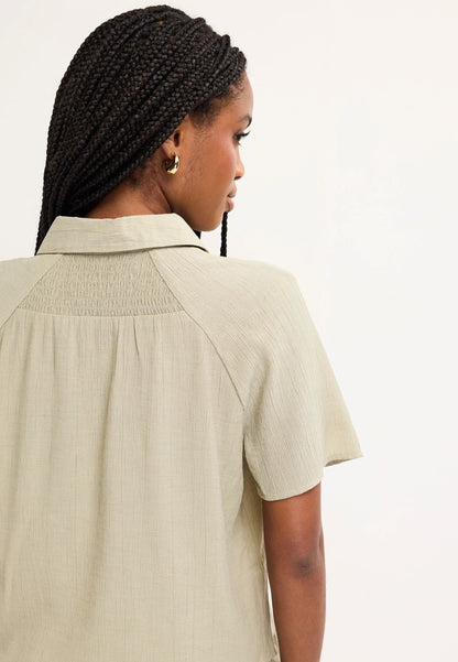 Womens Sage Textured Short Sleeve Shirt