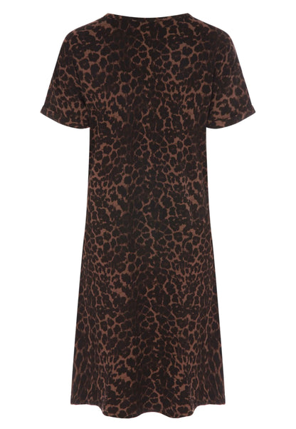 Womens Brown Leopard Print Soft Touch Nightdress