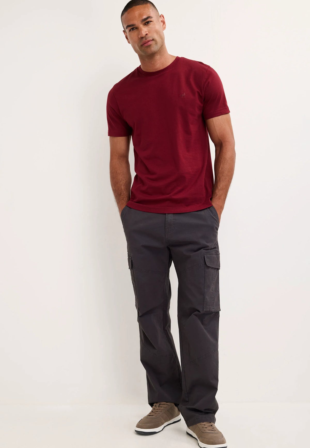 Mens Red Plain Cotton T-Shirt