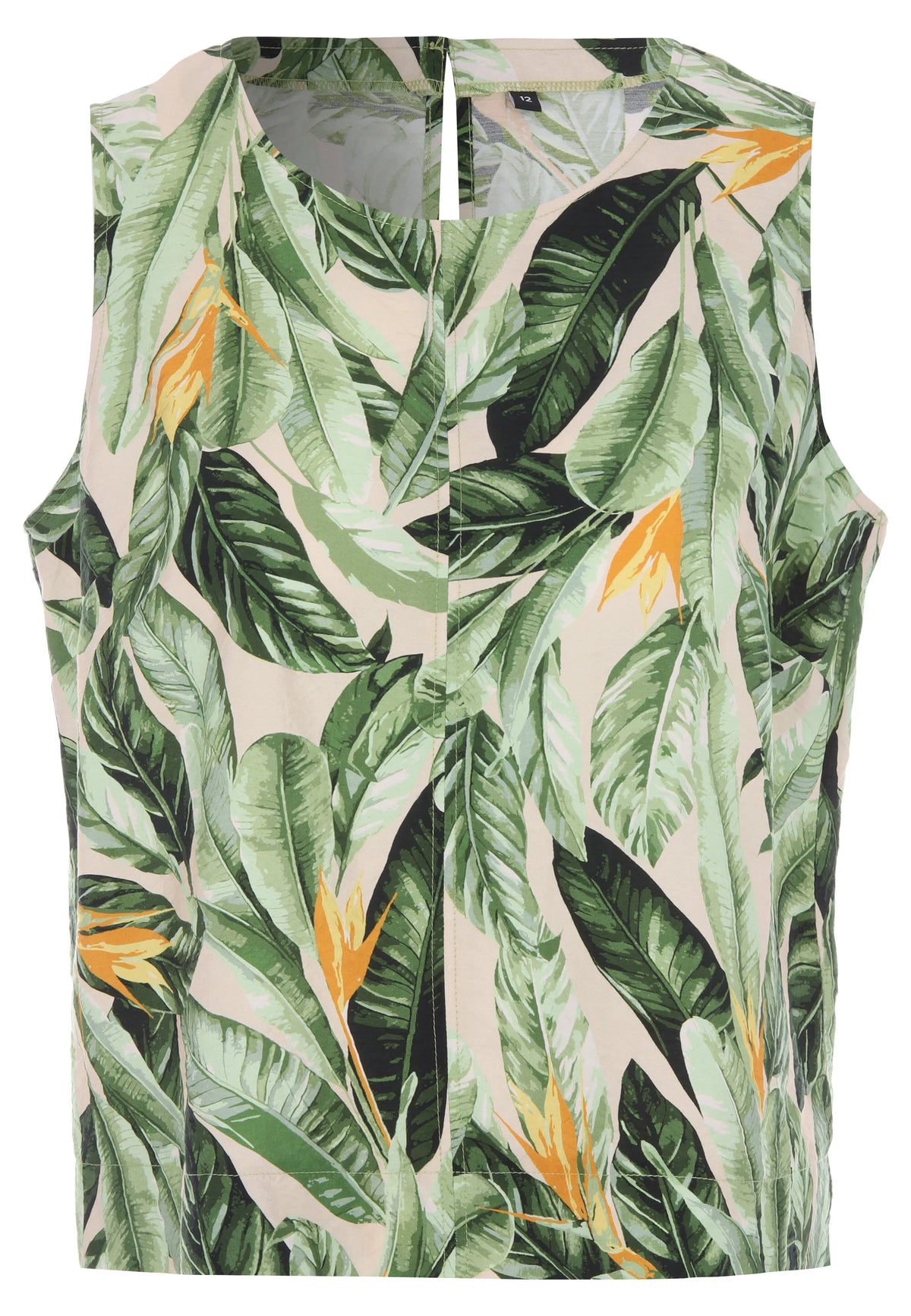 Womens Green Palm Leaf Print Vest Top