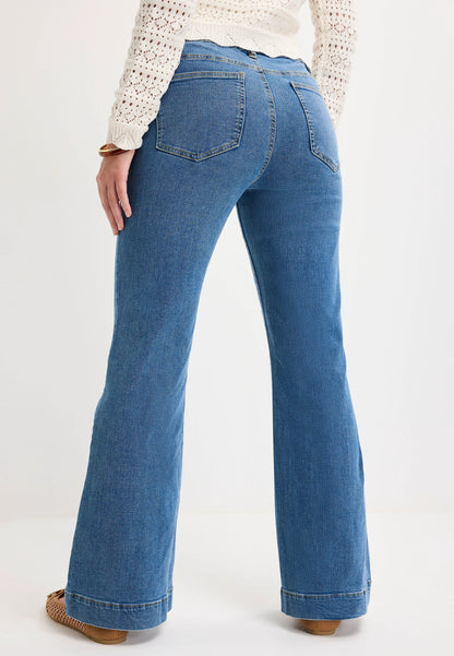 Womens Blue Seam Flare Leg Jeans