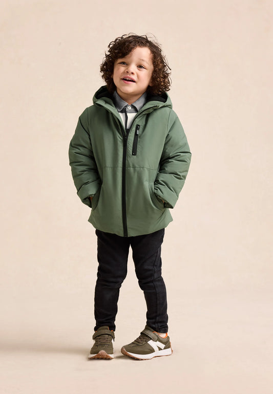 Younger Boys Khaki Padded Hooded Jacket