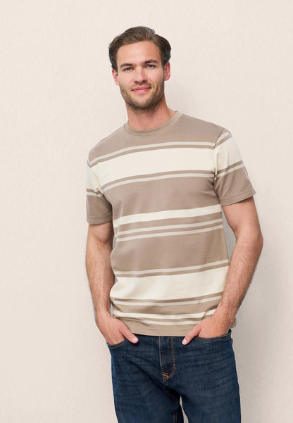 Mens Mocha Multi Stripe Short Sleeve T-shirt