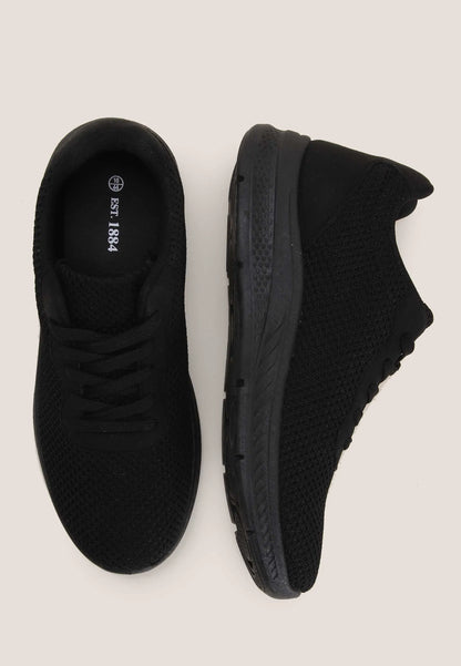Mens Black Casual Lace Up Trainer