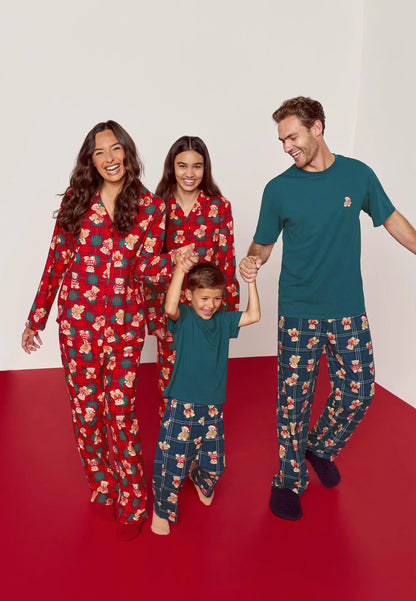 Mens Green Teddy Bear Family Pyjama Set