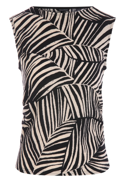Womens Black Zebra Ruche Side Top