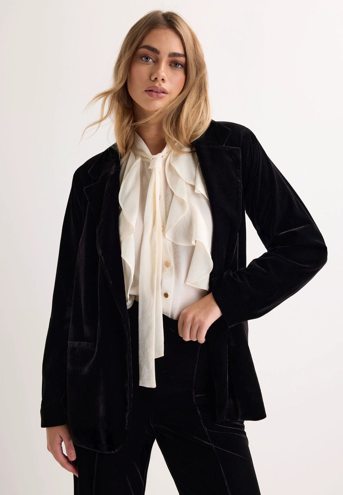 Womens Black Velvet Premium Blazer Jacket