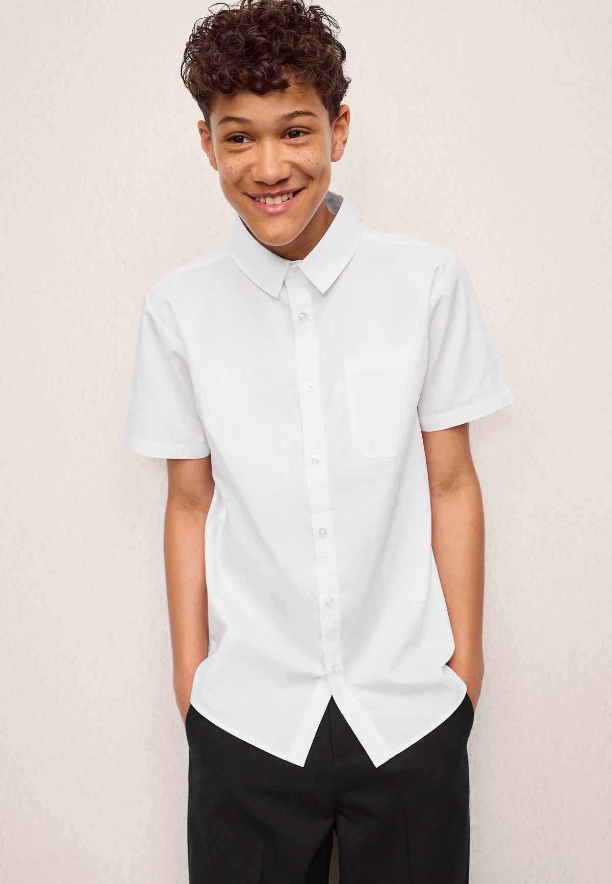 Older Boys White Short Sleeve School Shirt