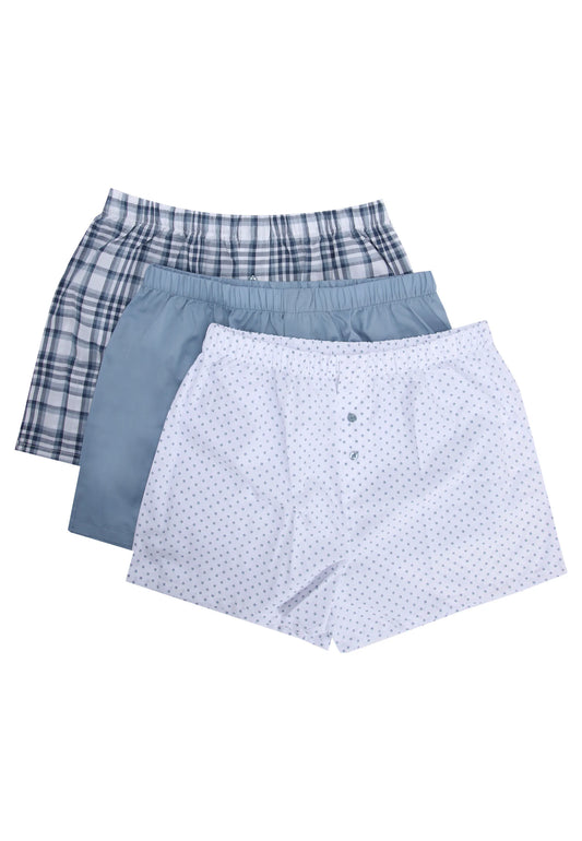 Mens 3pk Blue Geo Woven Boxers