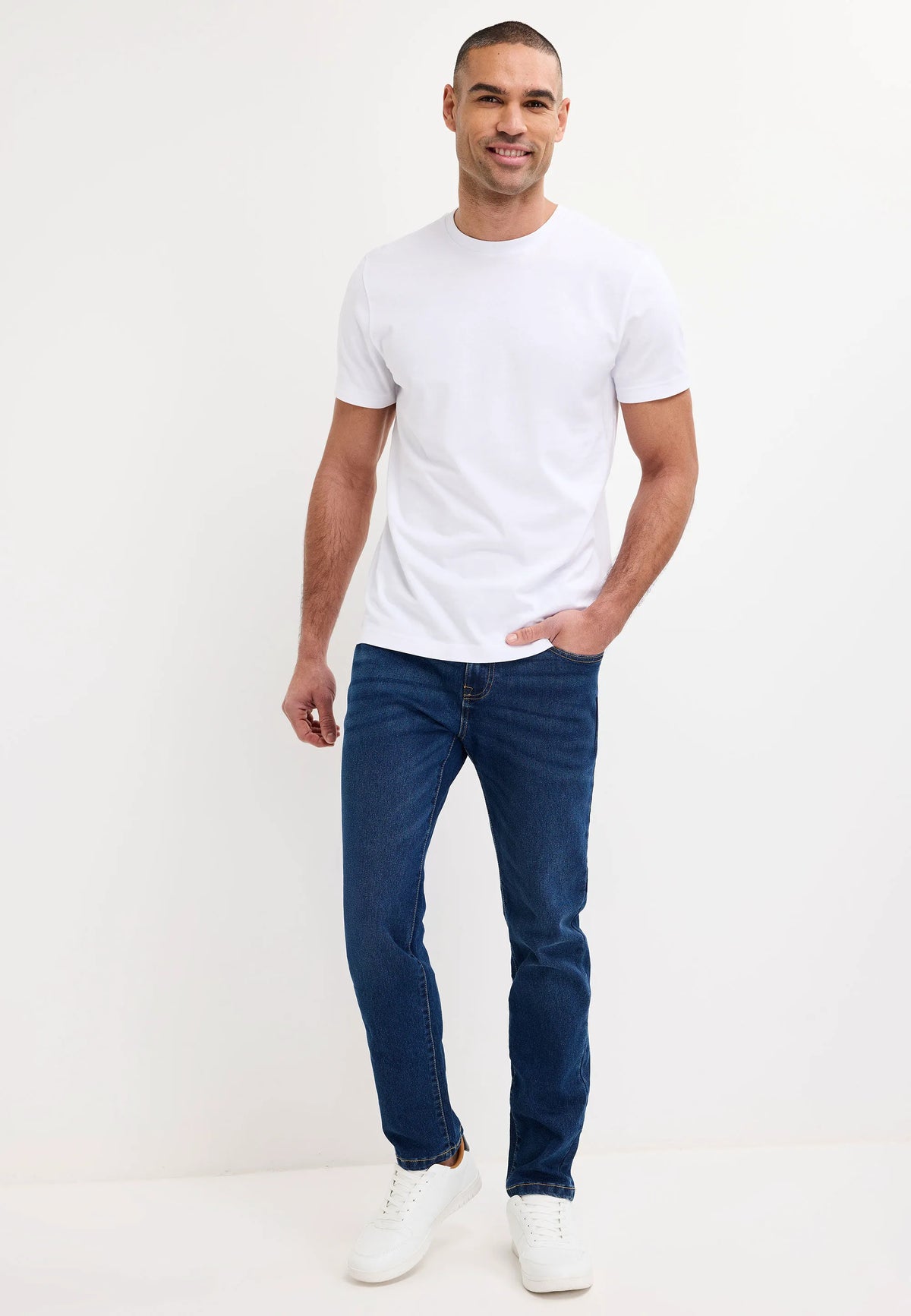 Mens Indigo Wash Straight Leg Jeans
