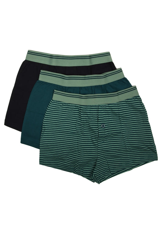 Older Boys 3pk Sage Stripe Loosefit Boxers