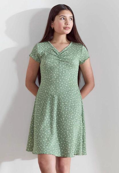 Older Girls Mint Floral Corset Dress