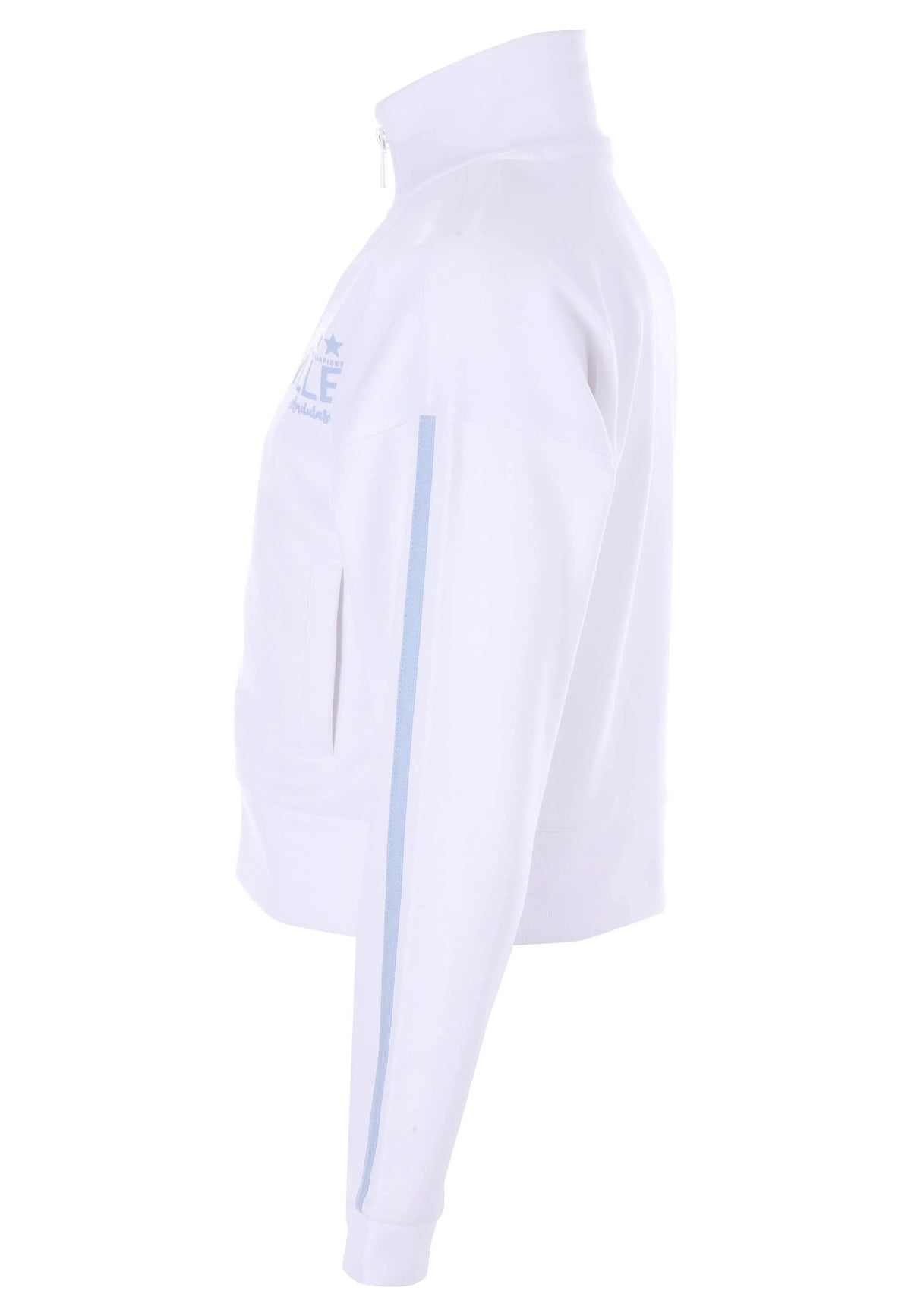 Older Girls White Side Stripe Zip Through Sweatshirt