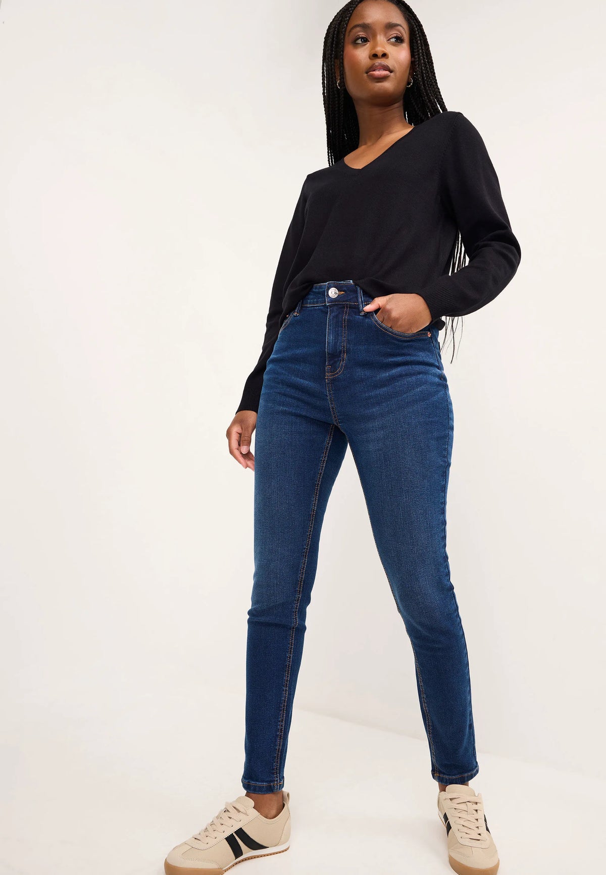 Womens Blue Plain Skinny Jeans