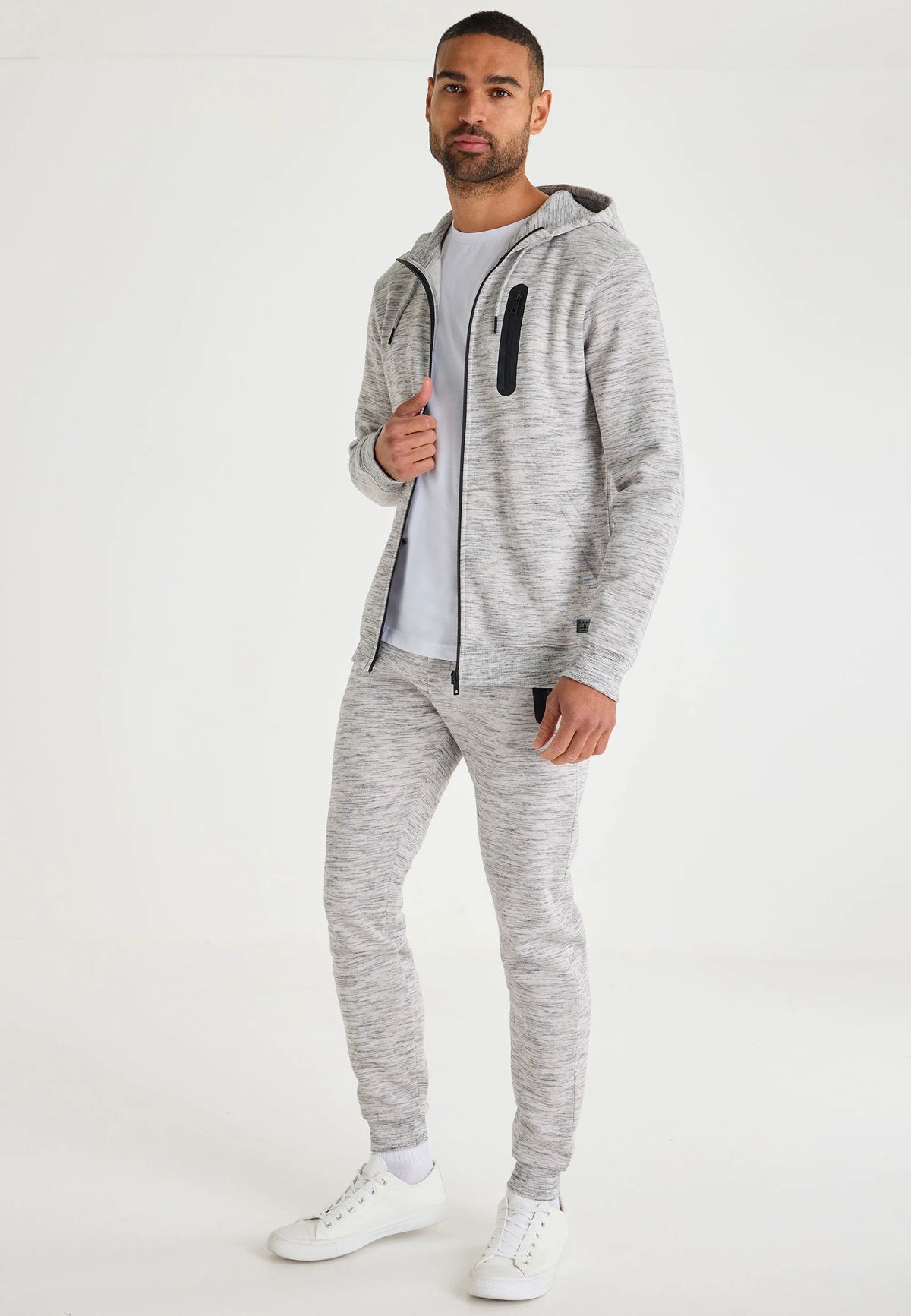 Mens Light Grey Textured Sports Joggers