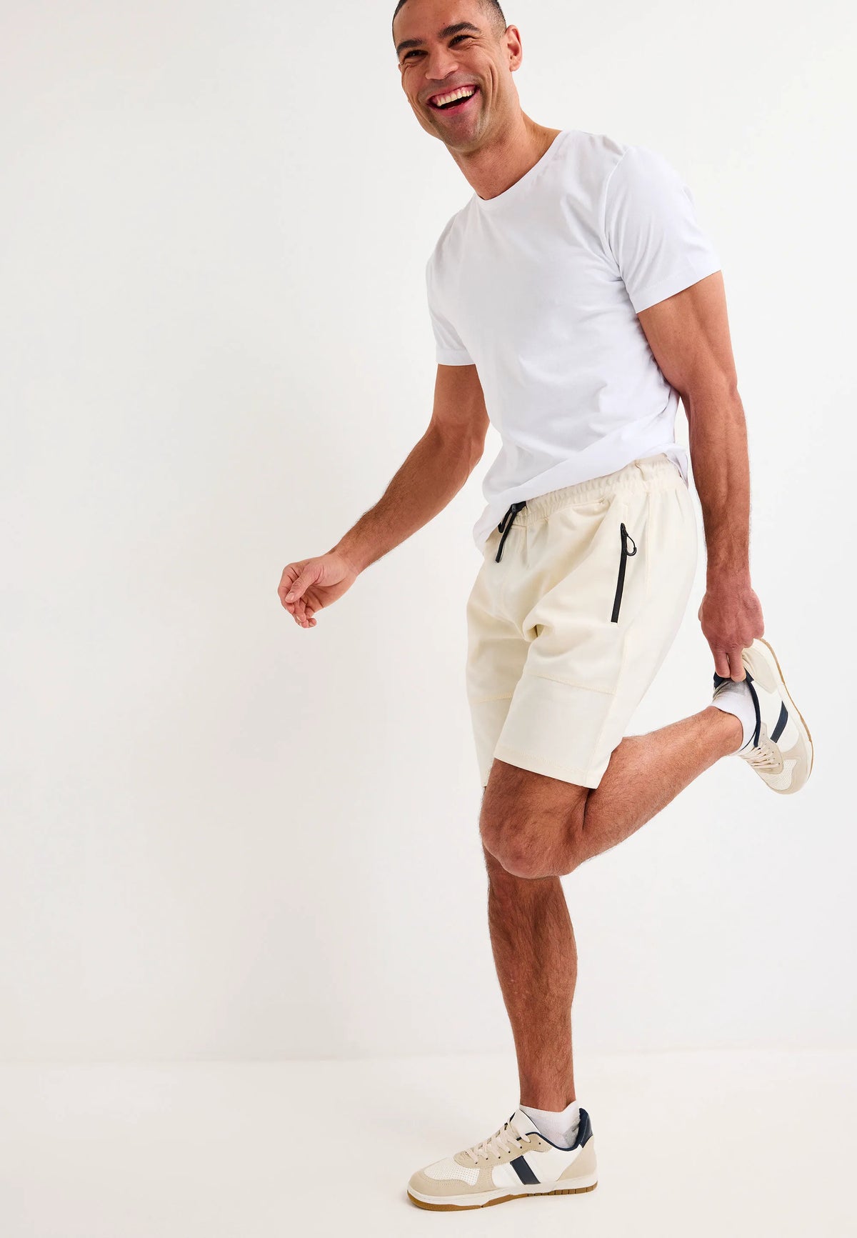 Mens Ecru Sports Sweat Shorts