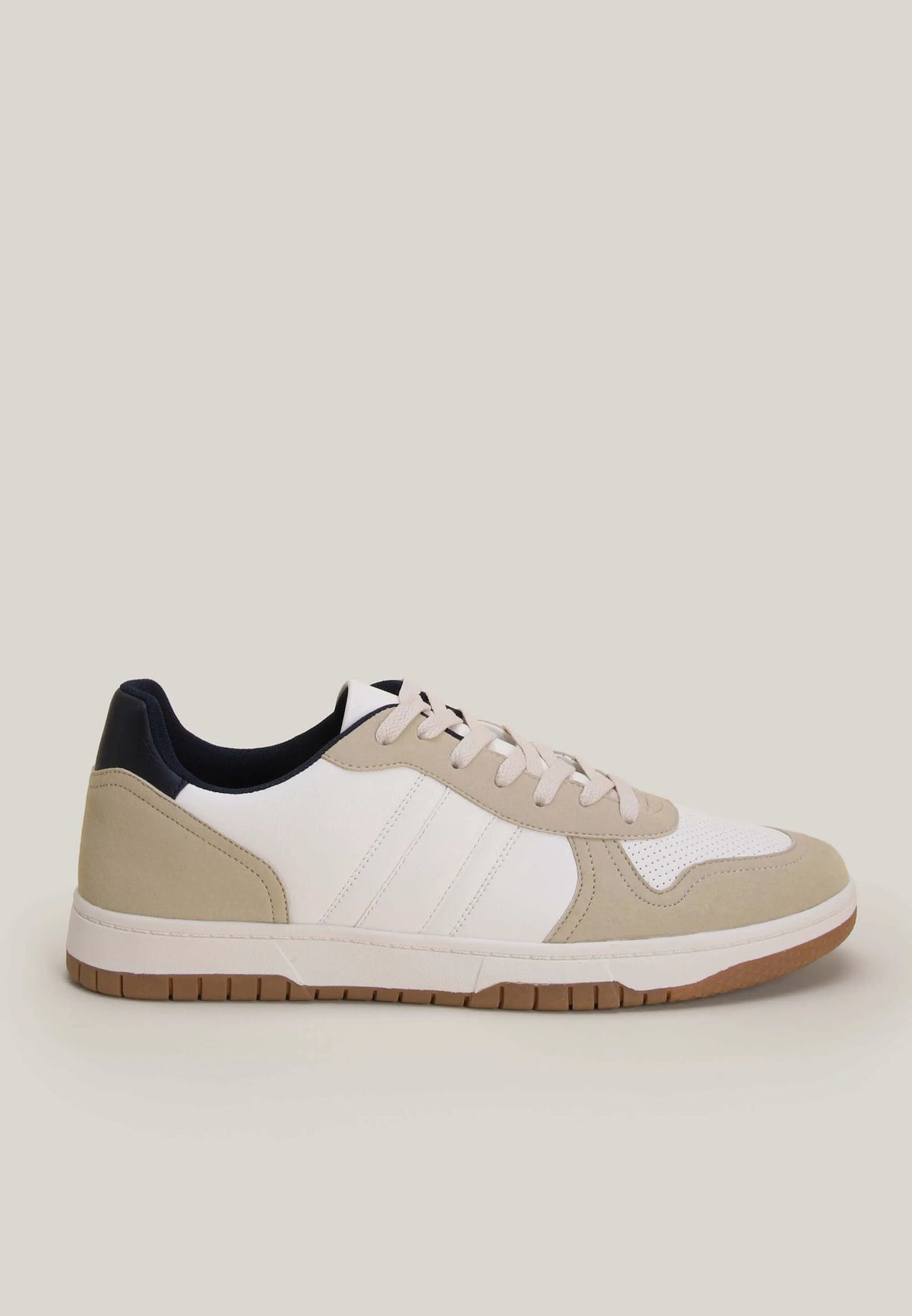 Mens White Colour Block Retro Trainer