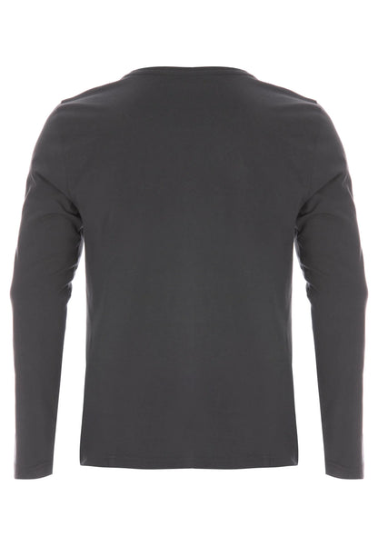 Mens Charcoal Cotton Long Sleeve T-Shirt