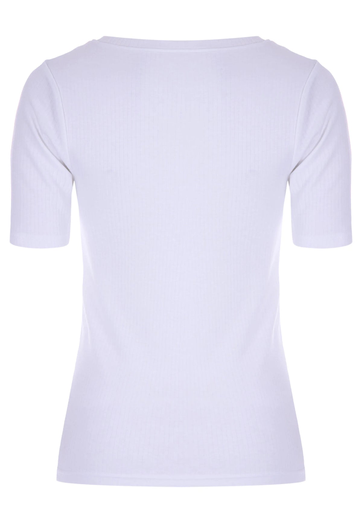 Womens White Thermal Ribbed Short Sleeve Top